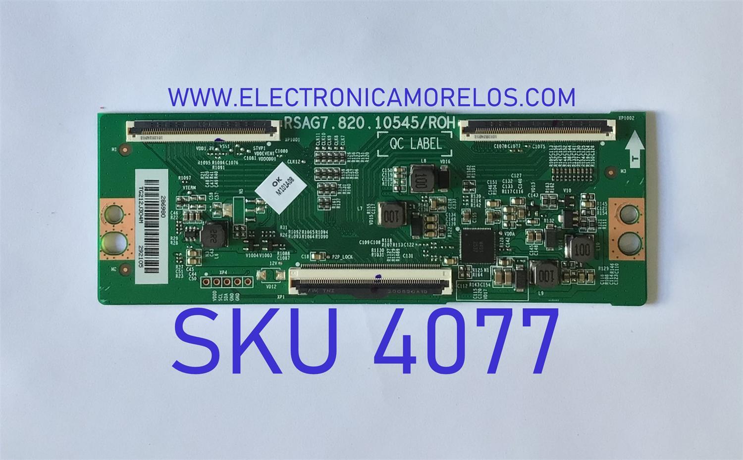 T-CON PARA TV HISENSE / NUMERO DE PARTE 286980 / RSAG7.820.10545/ROH / H41802PNI78A1 / TG212J304M / 292105 / MODELO 55A6G 55A53FUA